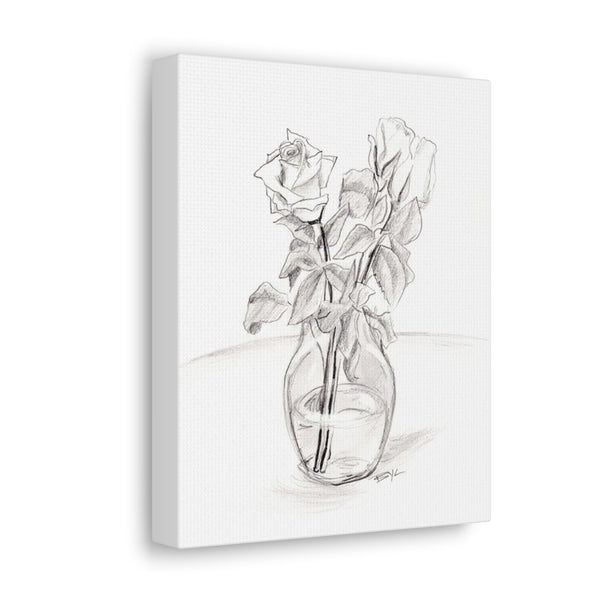 Roses in Glass Vase | Canvas