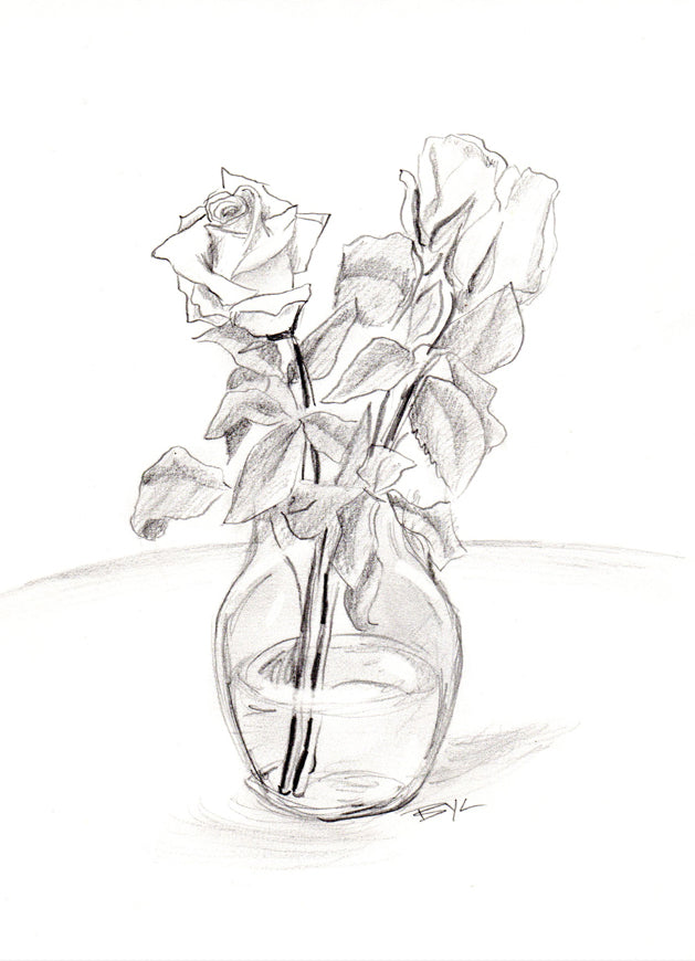 Roses in Glass Vase